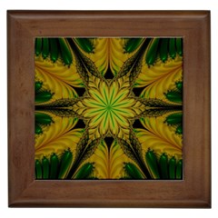 Abstract Flower Artwork Art Green Yellow Framed Tiles