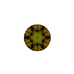 Abstract Flower Artwork Art Green Yellow 1  Mini Buttons