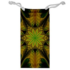 Abstract Flower Artwork Art Green Yellow Jewelry Bag