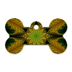 Abstract Flower Artwork Art Green Yellow Dog Tag Bone (two Sides)