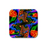 Abstract Fractal Artwork Colorful Rubber Square Coaster (4 pack)  Front