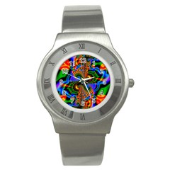 Abstract Fractal Artwork Colorful Stainless Steel Watch