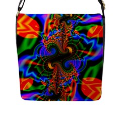 Abstract Fractal Artwork Colorful Flap Closure Messenger Bag (l) by Sudhe