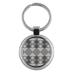 Monochrome Geometric Herringbone Seamless Pattern Vector Key Chain (round)