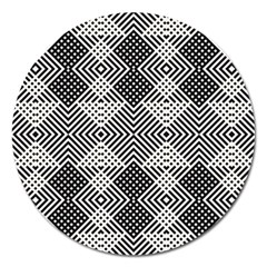 Monochrome Geometric Herringbone Seamless Pattern Vector Magnet 5  (round)