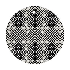 Monochrome Geometric Herringbone Seamless Pattern Vector Round Ornament (two Sides)