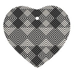 Monochrome Geometric Herringbone Seamless Pattern Vector Heart Ornament (two Sides)