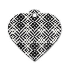 Monochrome Geometric Herringbone Seamless Pattern Vector Dog Tag Heart (two Sides)