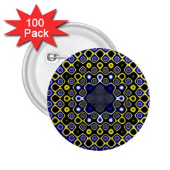 Digital Art Background Yellow Blue 2 25  Buttons (100 Pack) 