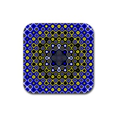 Digital Art Background Yellow Blue Rubber Coaster (square) 