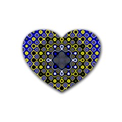 Digital Art Background Yellow Blue Heart Coaster (4 Pack) 