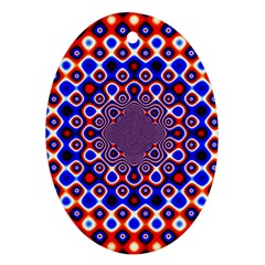 Digital Art Background Red Blue Oval Ornament (two Sides)