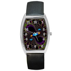 Fractal Artwork Abstract Background Barrel Style Metal Watch