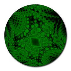 Background Texture Design Geometric Green Black Round Mousepads