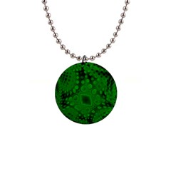 Background Texture Design Geometric Green Black 1  Button Necklace