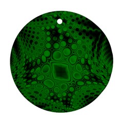 Background Texture Design Geometric Green Black Round Ornament (two Sides)