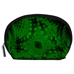 Background Texture Design Geometric Green Black Accessory Pouch (large) by Sudhe