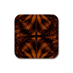 Background Pattern Yellow Gold Black Rubber Square Coaster (4 Pack) 