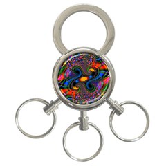 Abstract Fractal Artwork Colorful 3-ring Key Chain