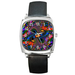 Abstract Fractal Artwork Colorful Square Metal Watch