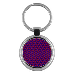 Background Texture Design Geometric Red Blue Key Chain (round)