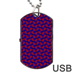 Background Texture Design Geometric Red Blue Dog Tag Usb Flash (two Sides)