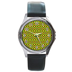 Background Pattern Geometrical Round Metal Watch