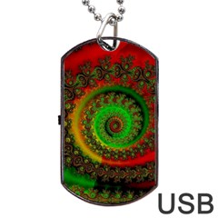 Abstract Fractal Pattern Artwork Art Dog Tag Usb Flash (two Sides) by Sudhe