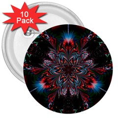 Abstract Flower Artwork Art 3  Buttons (10 Pack) 