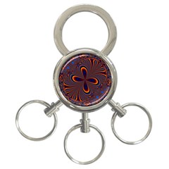 Abstract Fractal Background Pattern 3-Ring Key Chain