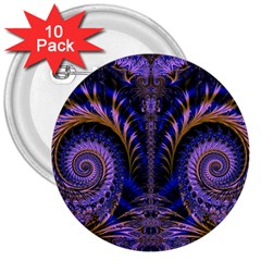 Abstract Fractal Pattern Artwork 3  Buttons (10 Pack) 