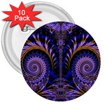 Abstract Fractal Pattern Artwork 3  Buttons (10 pack)  Front