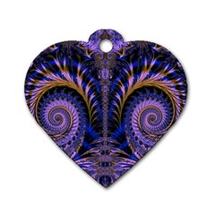 Abstract Fractal Pattern Artwork Dog Tag Heart (one Side)