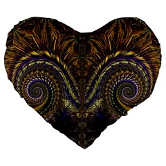 Abstract Fractal Pattern Artwork Large 19  Premium Flano Heart Shape Cushions