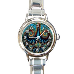 Abstract Art Fractal Creative Round Italian Charm Watch by Sudhe