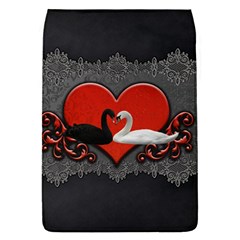 In Love, Wonderful Black And White Swan On A Heart Removable Flap Cover (s) by FantasyWorld7