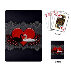 In Love, Wonderful Black And White Swan On A Heart Playing Cards Single Design (rectangle) by FantasyWorld7