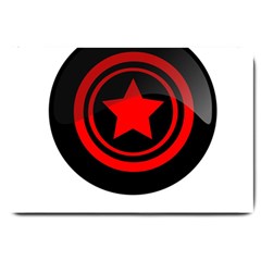 Star Black Red Button  Large Doormat  by Pakrebo