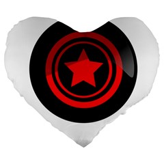 Star Black Red Button  Large 19  Premium Heart Shape Cushions by Pakrebo