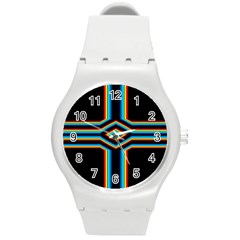 Cross Abstract Neon Round Plastic Sport Watch (m) by Pakrebo