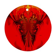 Digital Arts Fractals Futuristic Red Yellow Black Ornament (round)