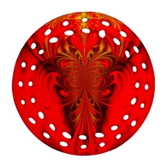 Digital Arts Fractals Futuristic Red Yellow Black Round Filigree Ornament (two Sides) by Pakrebo
