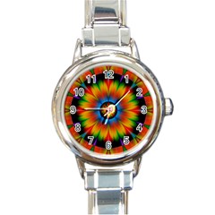 Abstract Digital Art Artwork Round Italian Charm Watch by Pakrebo