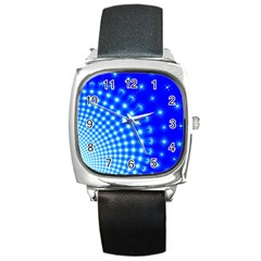 Digital Arts Fractals Futuristic Blue Square Metal Watch