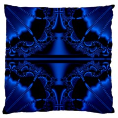 Art Fractal Artwork Creative Blue Black Large Cushion Case (two Sides) by Pakrebo