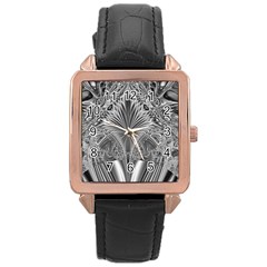 Crystal Design Pattern Rose Gold Leather Watch  by Pakrebo