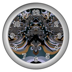 Fractal Art Artwork Design Wall Clock (silver) by Pakrebo
