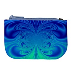 Digital Arts Fractals Futuristic Blue Magenta Large Coin Purse by Pakrebo