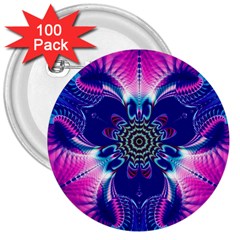 Artwork Art Fractal Flower Design 3  Buttons (100 Pack)  by Pakrebo