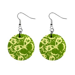 Butterflies Pattern Background Green Decoration Repeating Style Sketch Mini Button Earrings by fashionpod